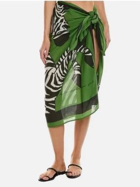 NWT Kate Spade Pareo Scarf Zebra Bitter Greens Beach Swim Cover Up Shawl Wrap
